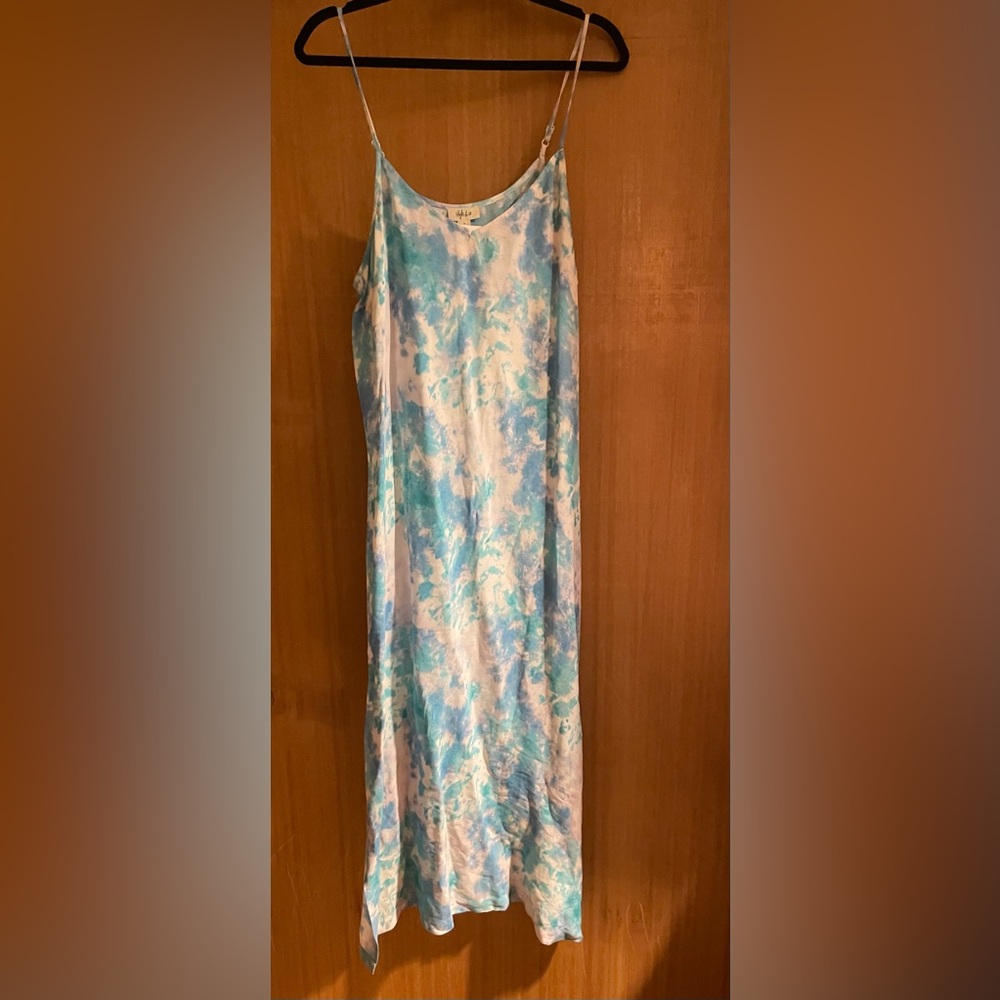 Blue and White Tie-Dye Maxi Dress
